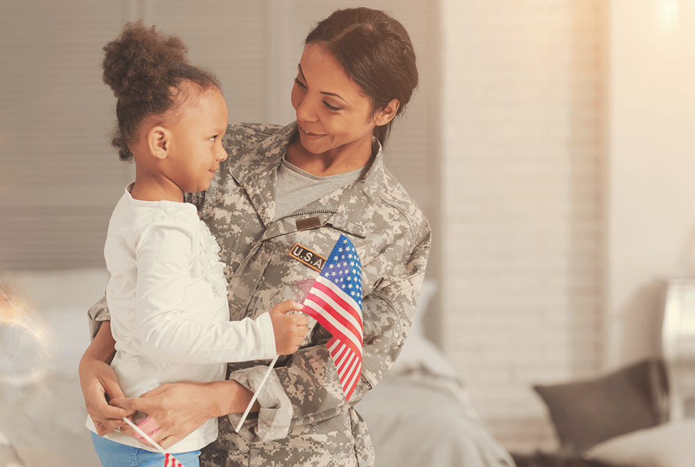 Female Veteran and Her Child