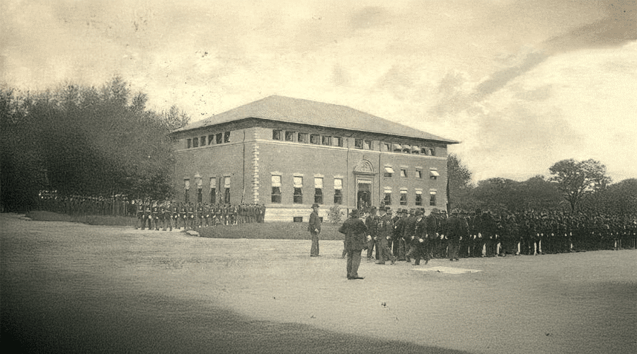 Soldiers in Front of a Building